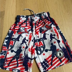 Boys Athletic Basketball Shorts - Red, White & Navy
